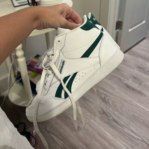 green and white reebok high tops